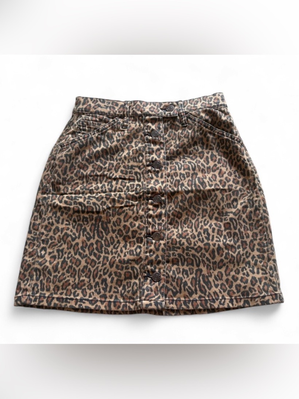 Banana Republic Leopard Print Button Front Mini Skirt NWT Size 0